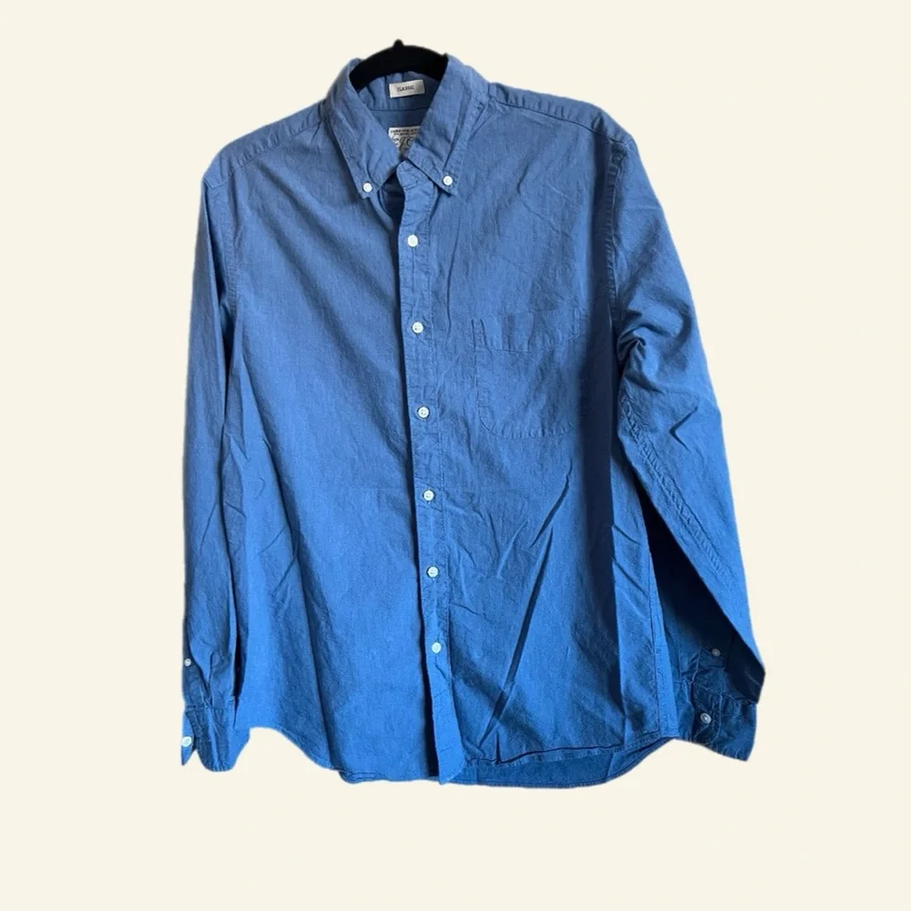J. Crew Blue Casual Classic‎ Stretch Button Down Shirt Preppy size M